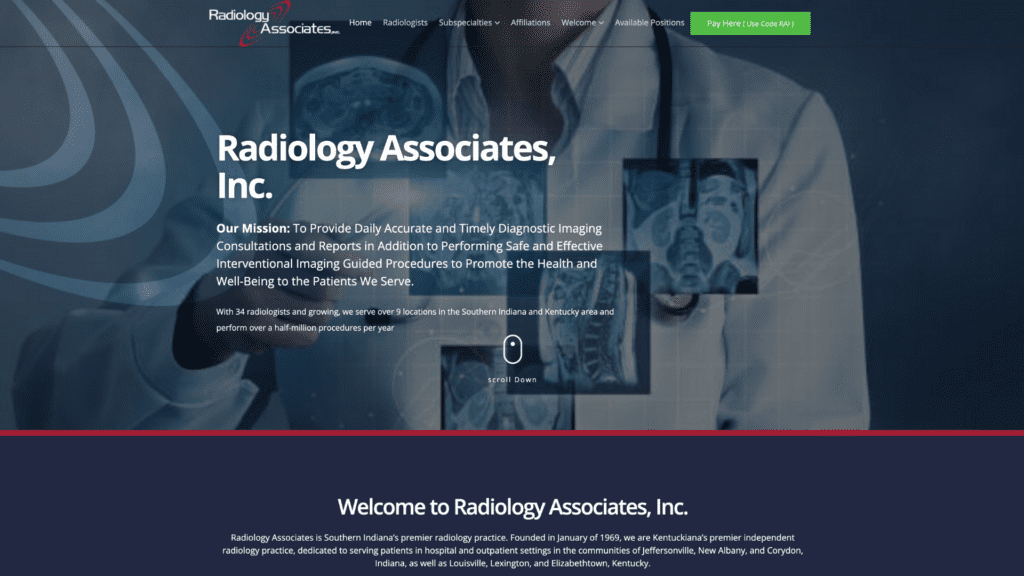 Radiology Associates Website Screenshot